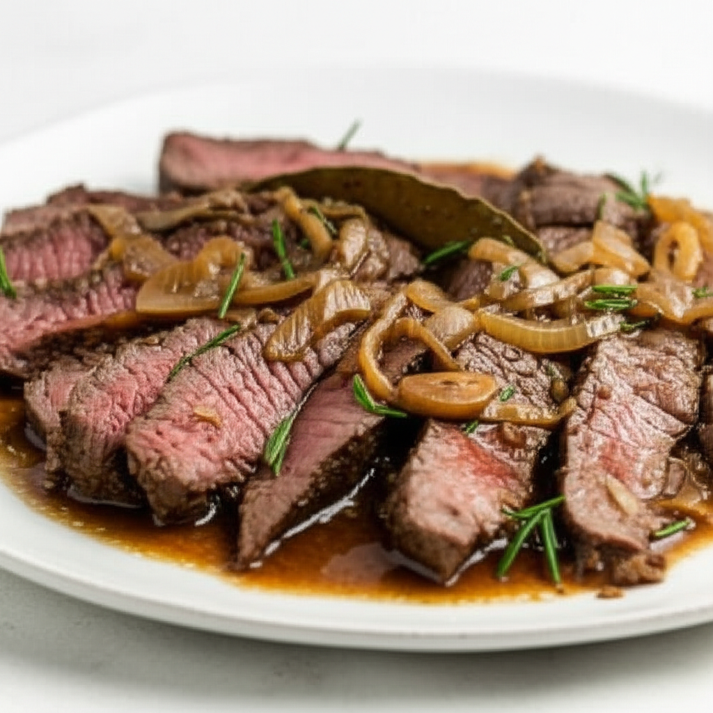 Bavette de steak à l'Instant Pot - Sauce brune à l'ail et aux oignons