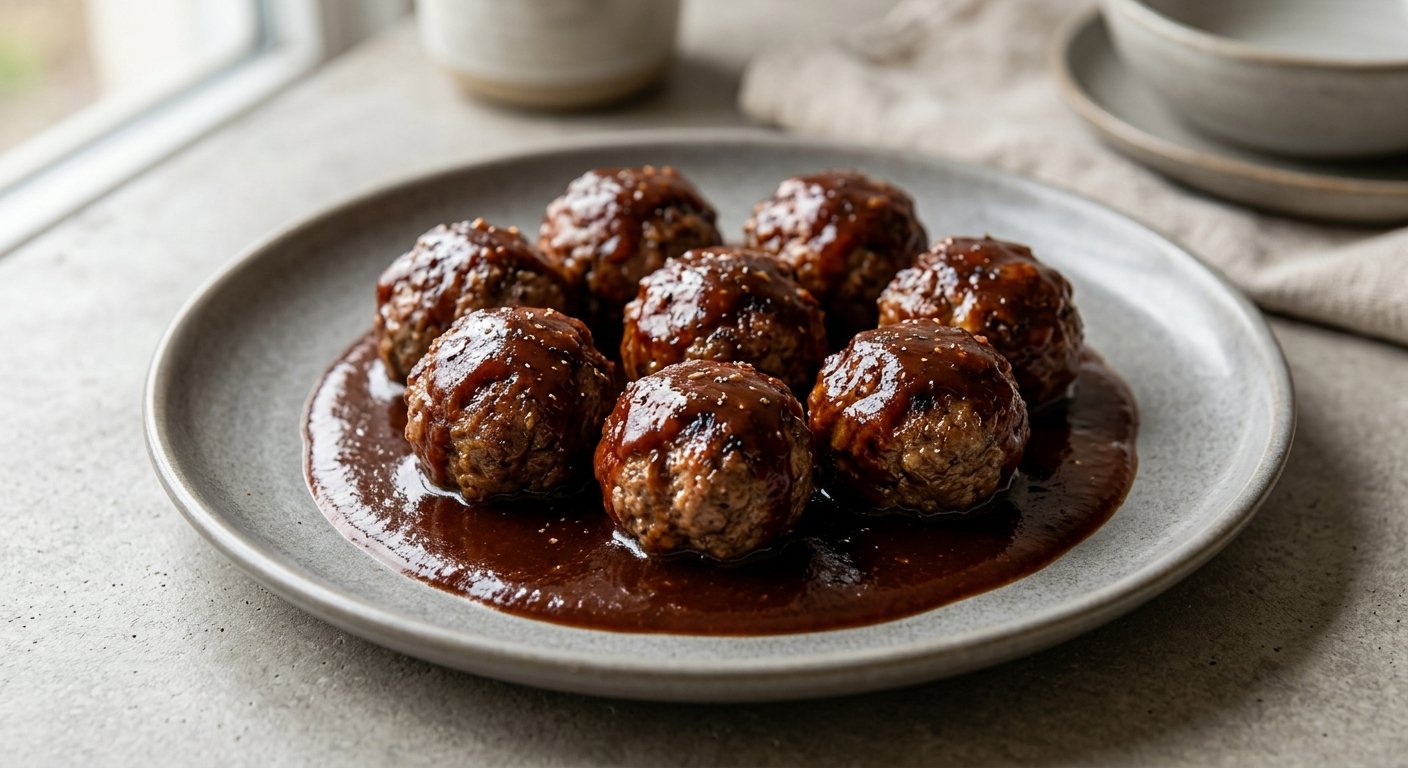 Boulettes de boeuf, sauce barbecue fumée